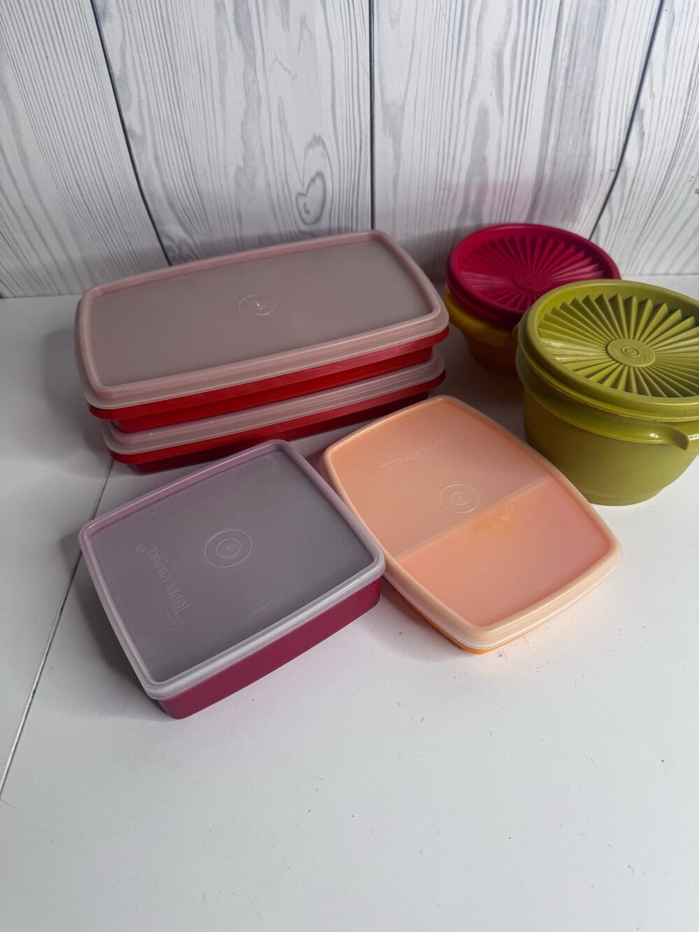 Bundle 6 Small Vintage Tupperware Deli Keep Sandwich Snack Sizes w/covers